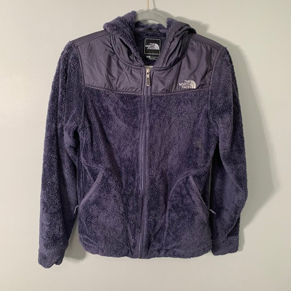 The North Face Fleece Hooded Jacket Womens Small Purple-Gray Full Zip Hoody